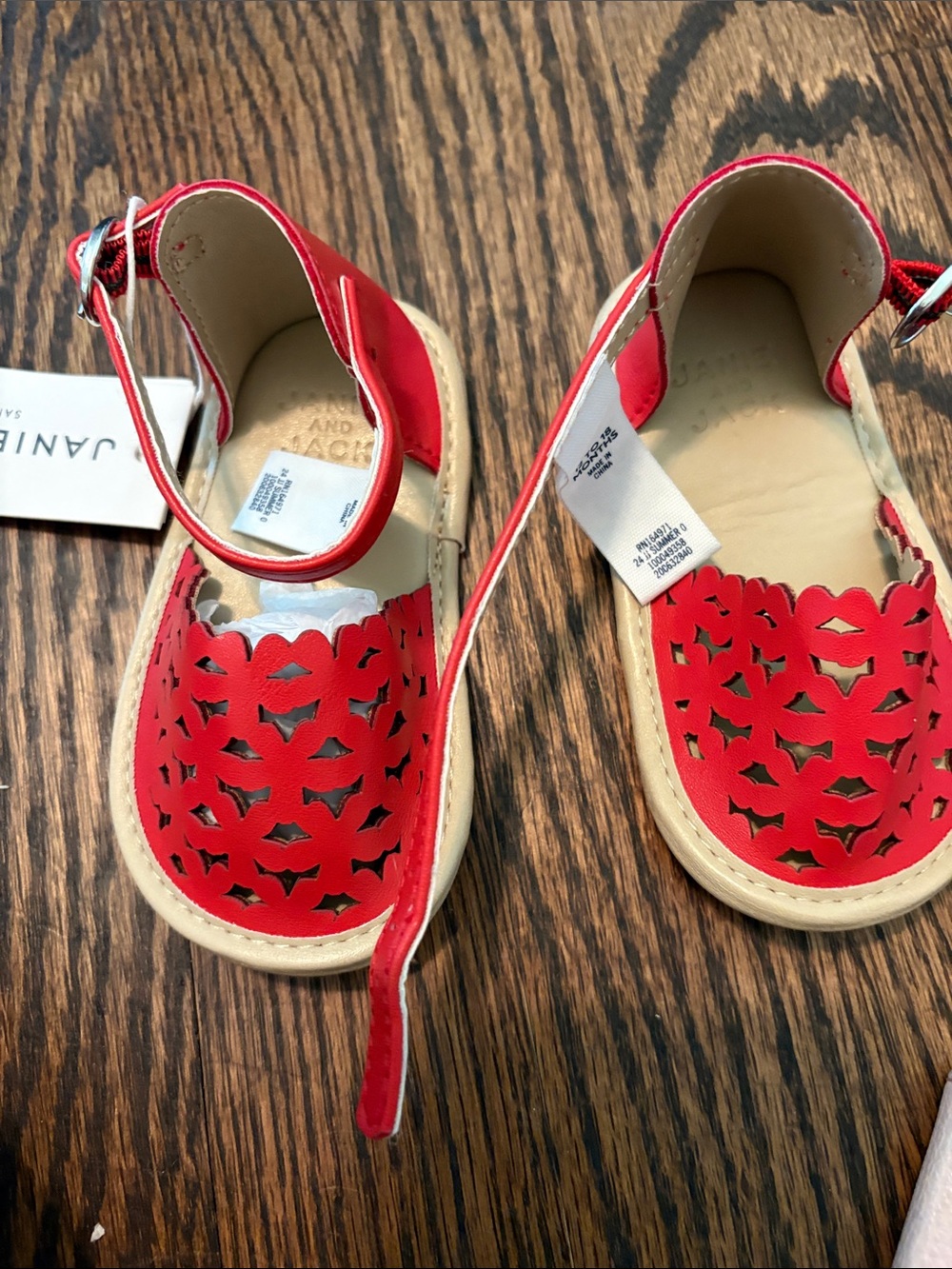 Janie and Jack Red Cutout Leather Girls' Sandals